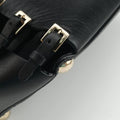 Pre-owned Valentino Buckle Strappy Satchel Black Leather  shoulderbag | stylenewstar