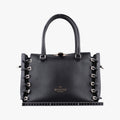 Pre-owned Valentino Buckle Strappy Satchel Black Leather  shoulderbag | stylenewstar
