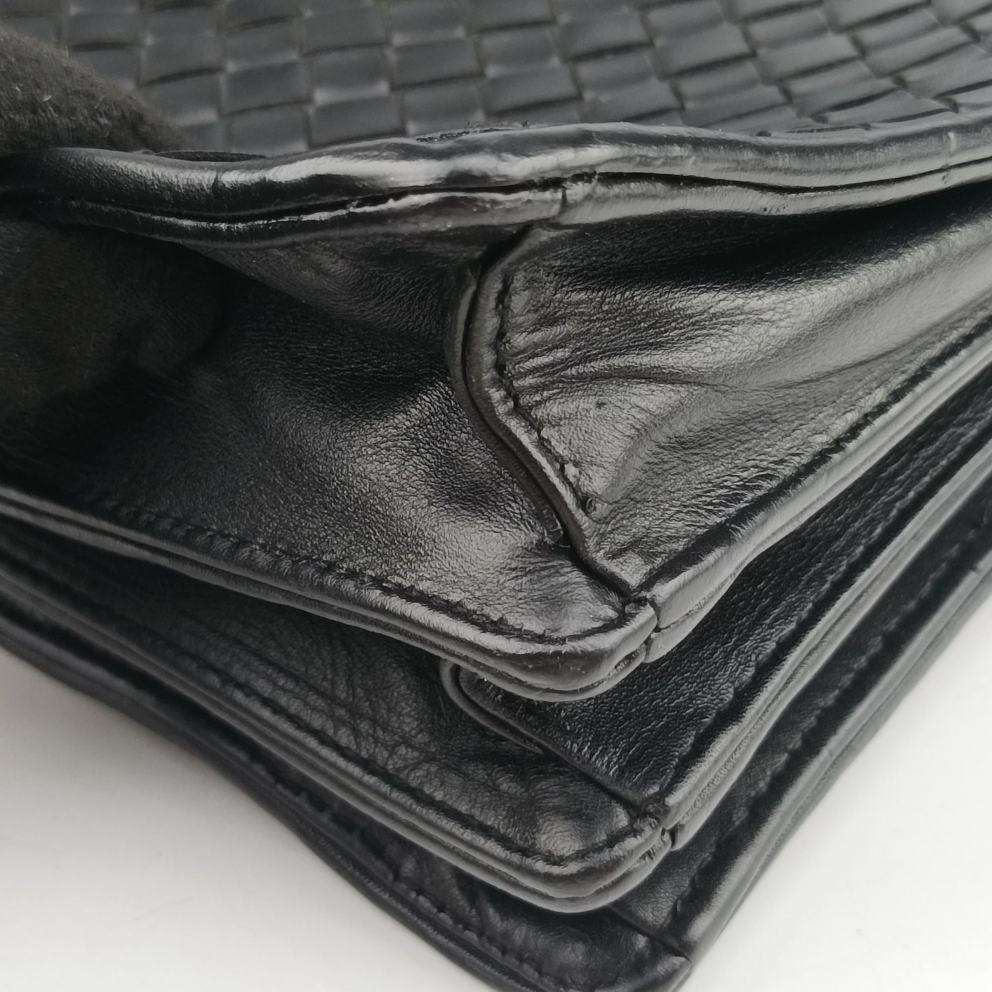 Pre-owned Bottega Veneta Intrecciato Black lambskin  handbag | stylenewstar