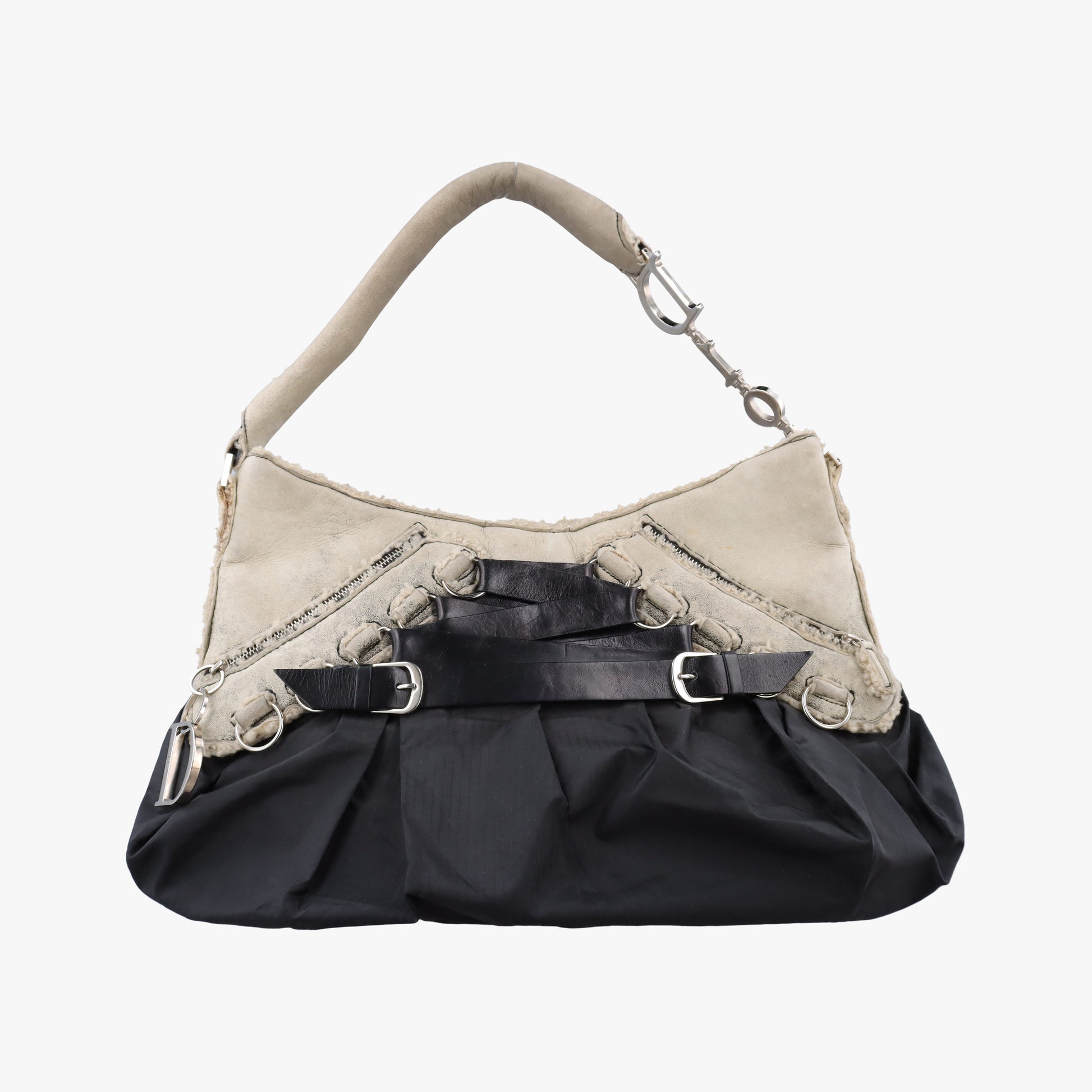 Corset Hobo Beige × Black Mouton × Nylon × Leather 131BM-0064コルセットホーボー ベージュ × ブラック ムートン × ナイロン × レザー 131BM-0064
