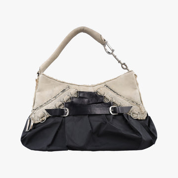 Corset Hobo Beige × Black Mouton × Nylon × Leather 131BM-0064コルセットホーボー ベージュ × ブラック ムートン × ナイロン × レザー 131BM-0064