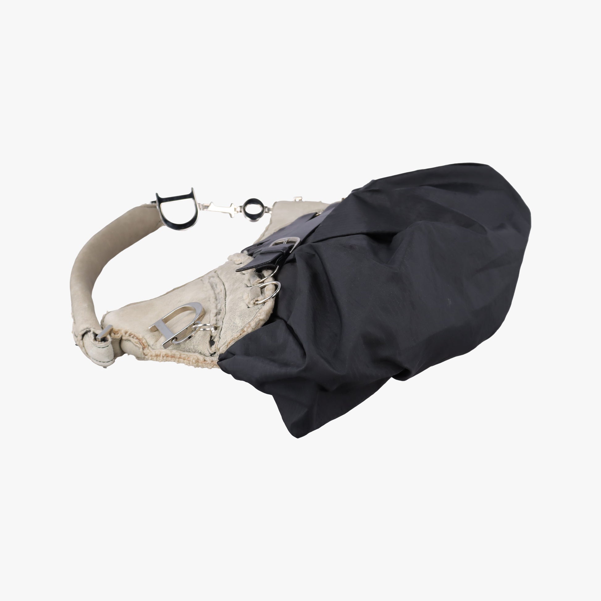 Corset Hobo Beige × Black Mouton × Nylon × Leather 131BM-0064コルセットホーボー ベージュ × ブラック ムートン × ナイロン × レザー 131BM-0064
