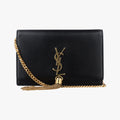 Pre-owned Yves Saint Laurent KATE Black Leather 452159 shoulderbag | stylenewstar