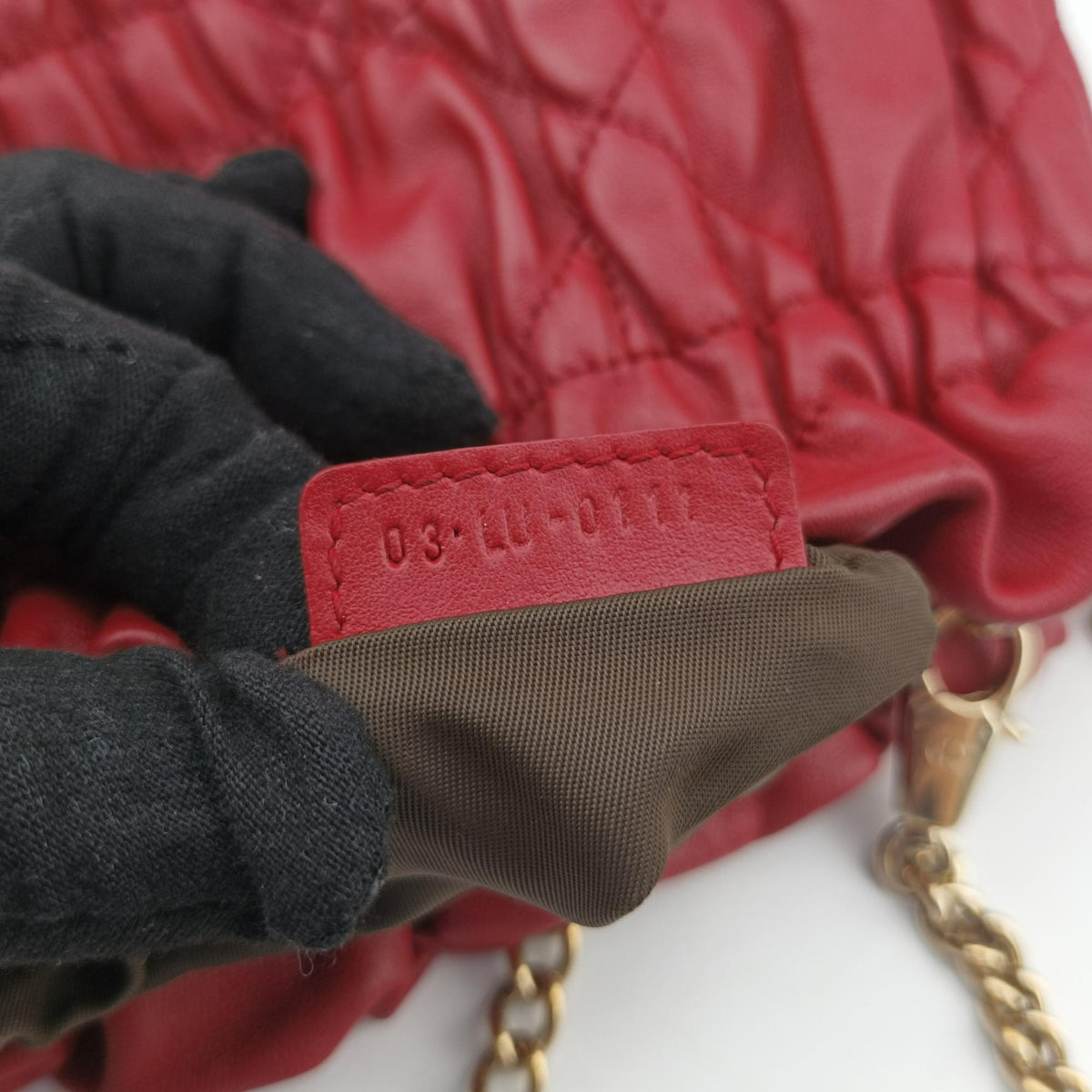 Vintage Christian Dior Cannage Faux Pearl Red lambskin  shoulderbag | stylenewstar