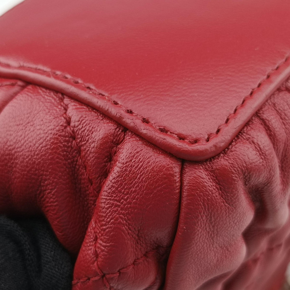 Vintage Christian Dior Cannage Faux Pearl Red lambskin  shoulderbag | stylenewstar