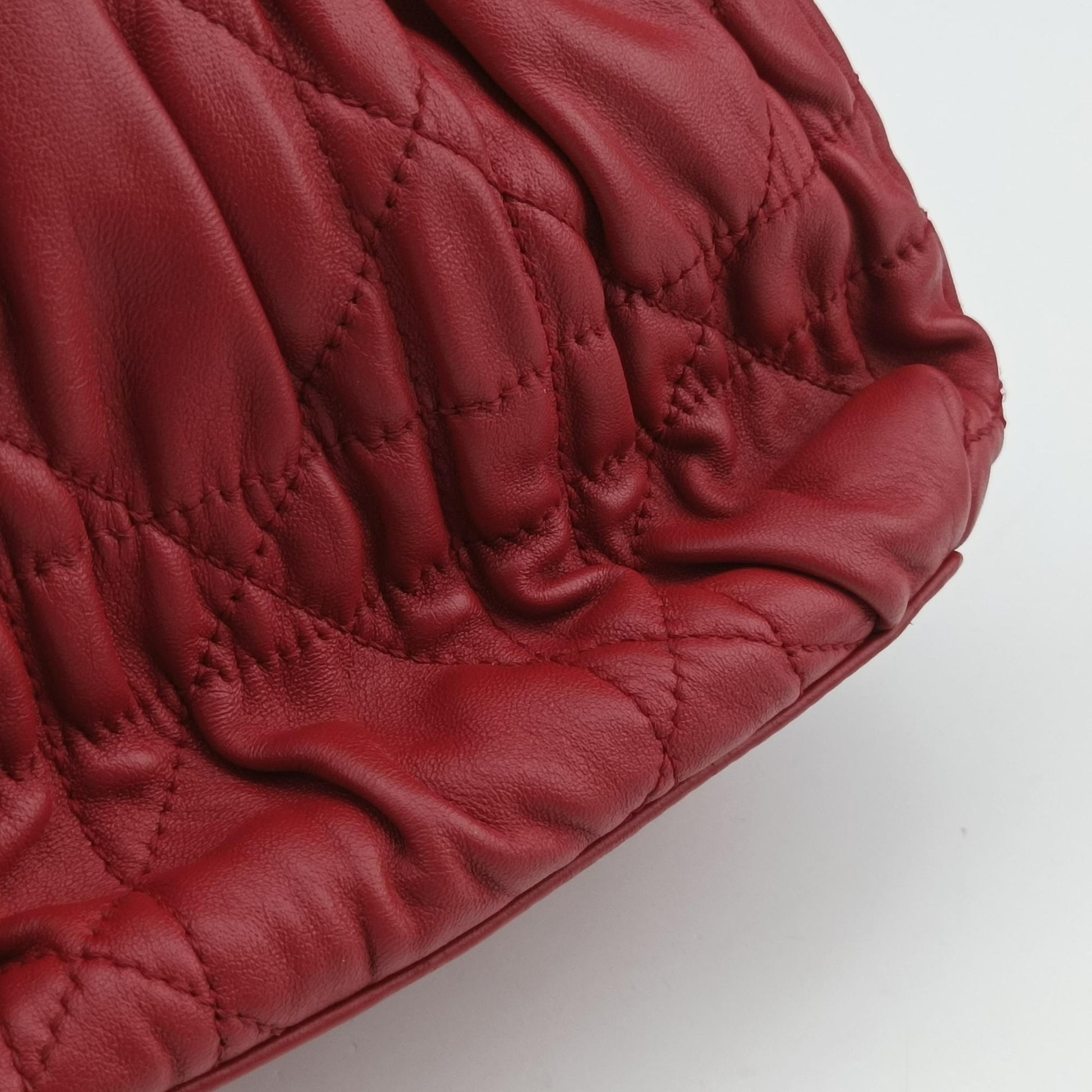 Vintage Christian Dior Cannage Faux Pearl Red lambskin  shoulderbag | stylenewstar