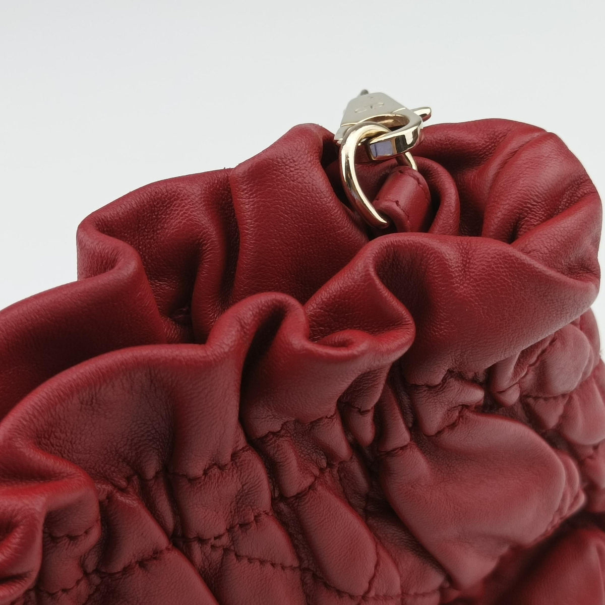 Vintage Christian Dior Cannage Faux Pearl Red lambskin  shoulderbag | stylenewstar