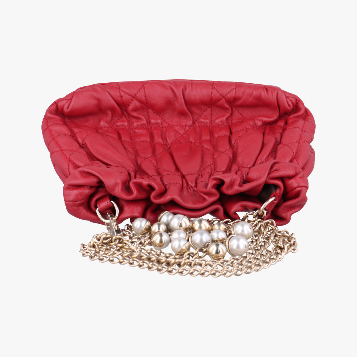 Vintage Christian Dior Cannage Faux Pearl Red lambskin  shoulderbag | stylenewstar
