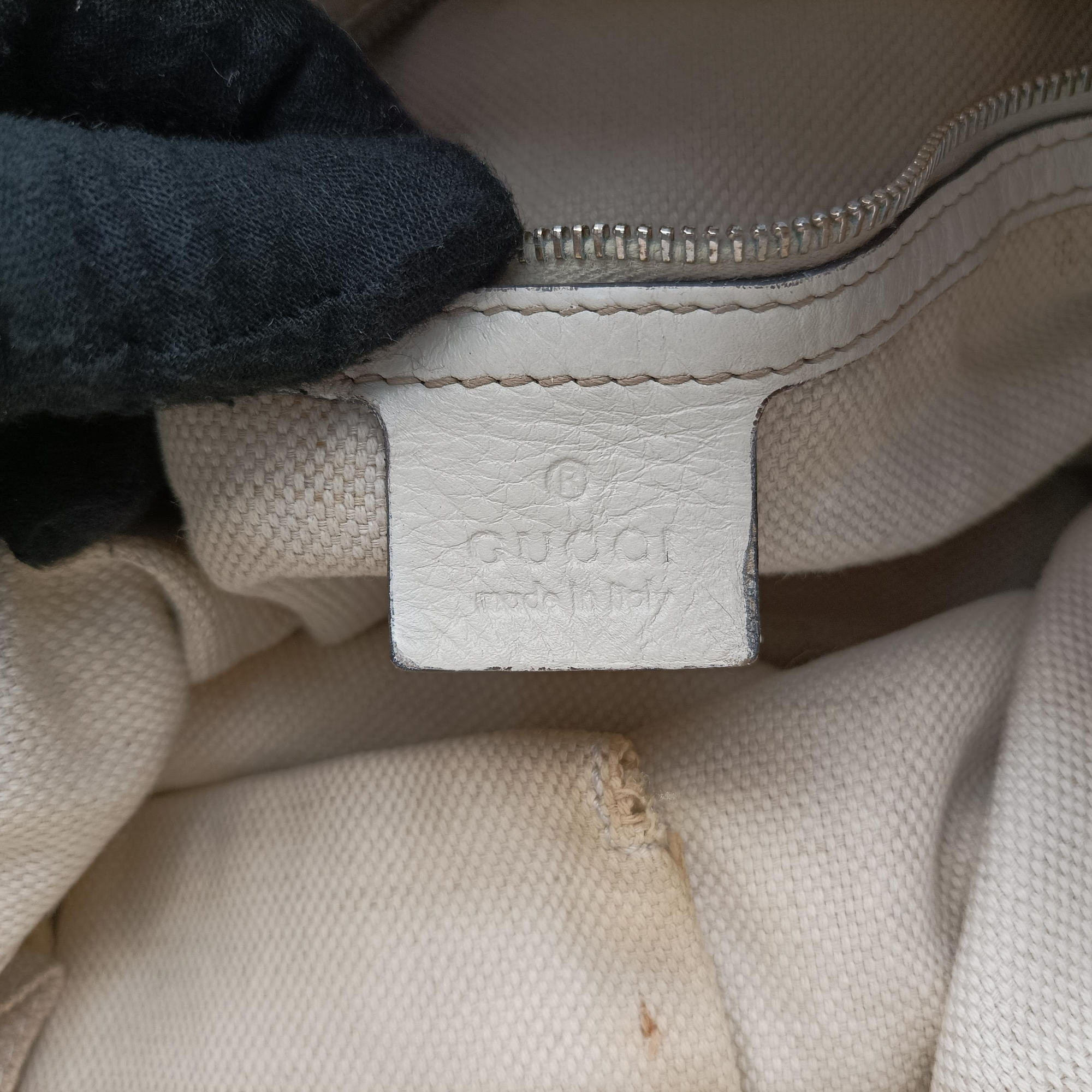 Pre-owned Gucci Bamboo Beige×White Canvas×Leather 282315 shoulderbag | stylenewstar