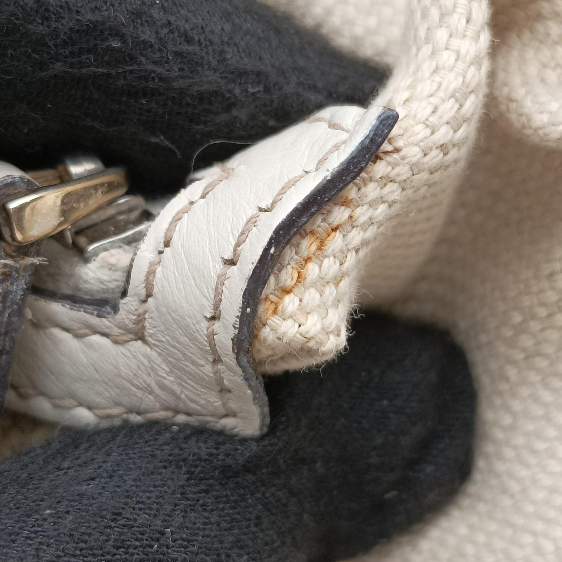 Pre-owned Gucci Bamboo Beige×White Canvas×Leather 282315 shoulderbag | stylenewstar