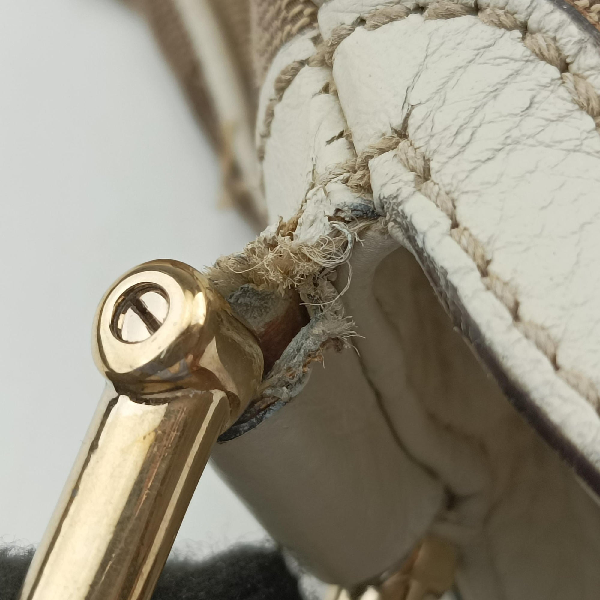 Pre-owned Gucci Bamboo Beige×White Canvas×Leather 282315 shoulderbag | stylenewstar