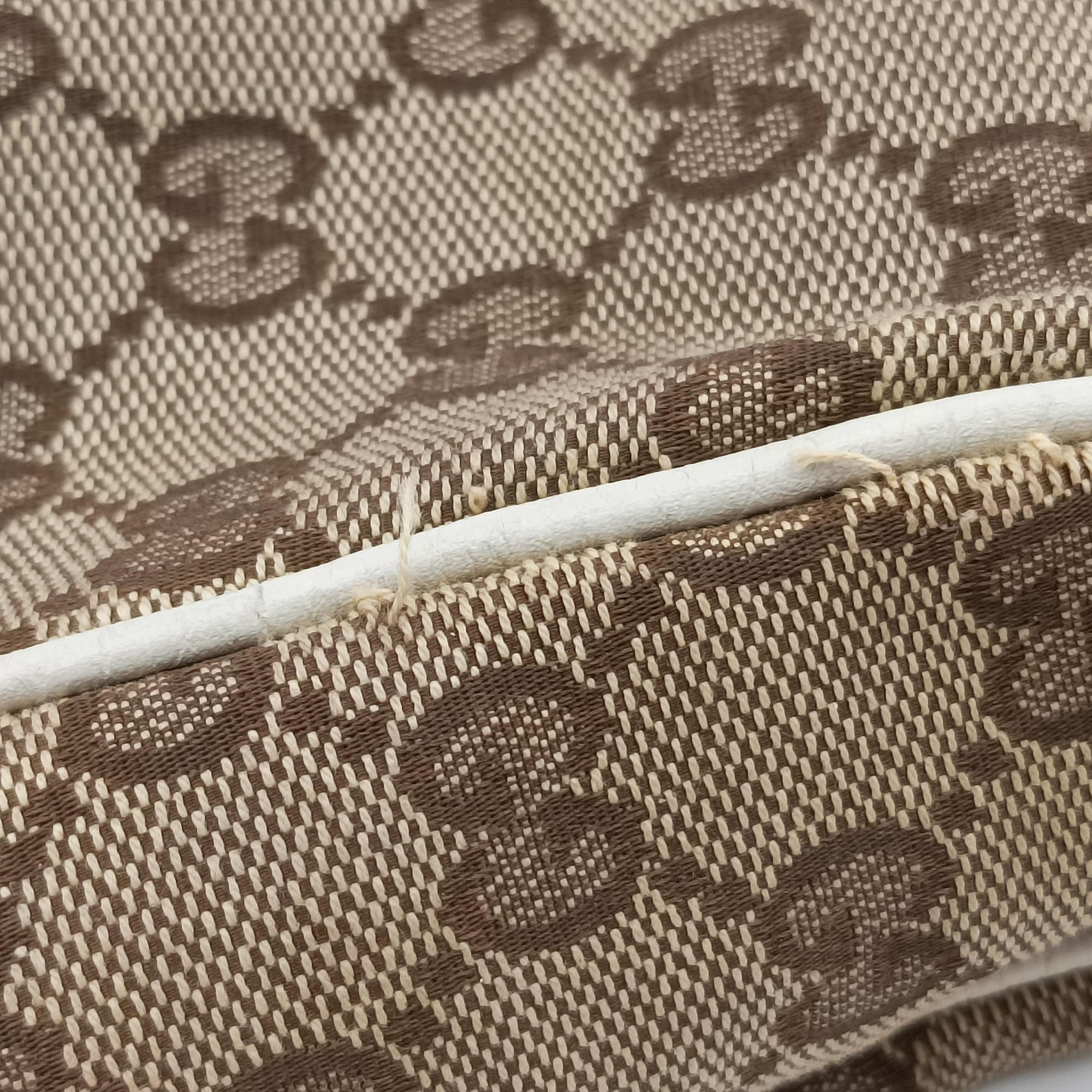 Pre-owned Gucci Bamboo Beige×White Canvas×Leather 282315 shoulderbag | stylenewstar