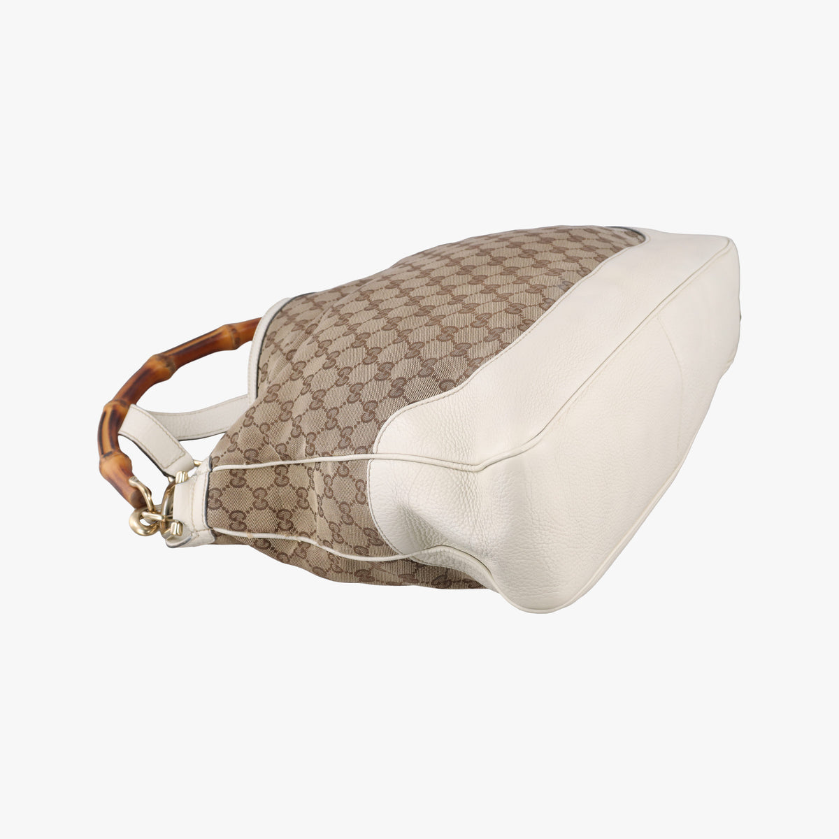 Pre-owned Gucci Bamboo Beige×White Canvas×Leather 282315 shoulderbag | stylenewstar