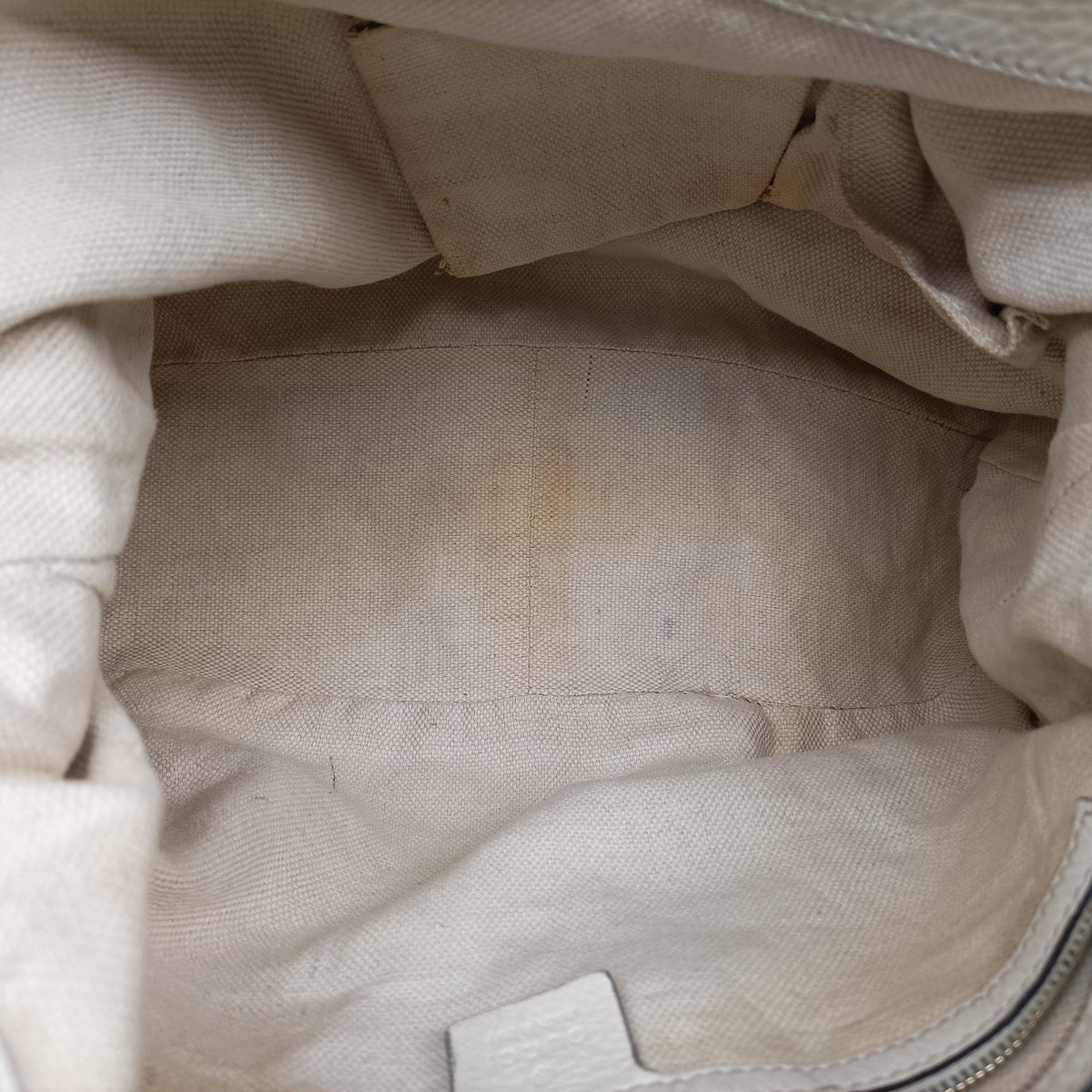 Pre-owned Gucci Bamboo Beige×White Canvas×Leather 282315 shoulderbag | stylenewstar