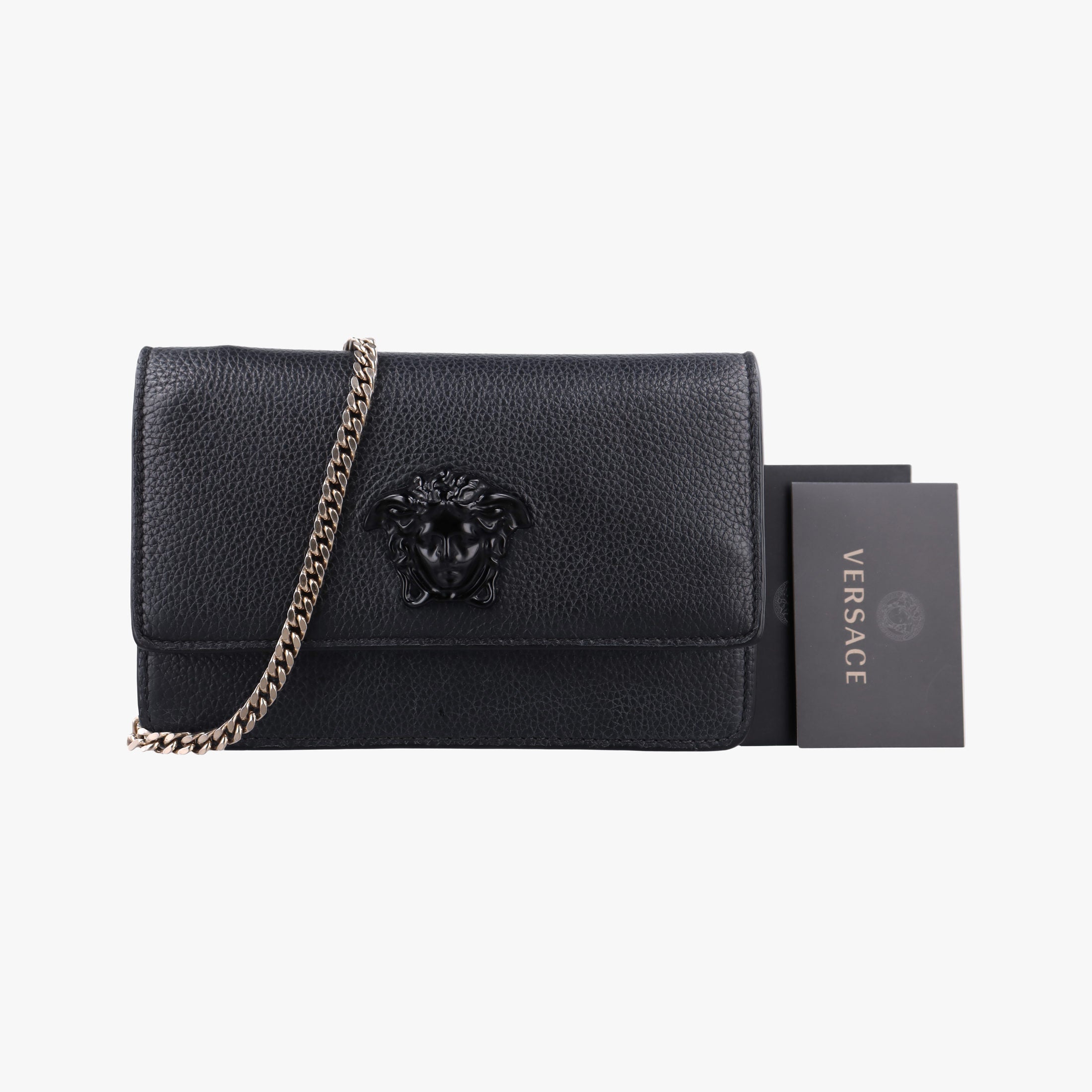 Pre-owned VERSACE Medusa Black leather  shoulderbag | stylenewstar