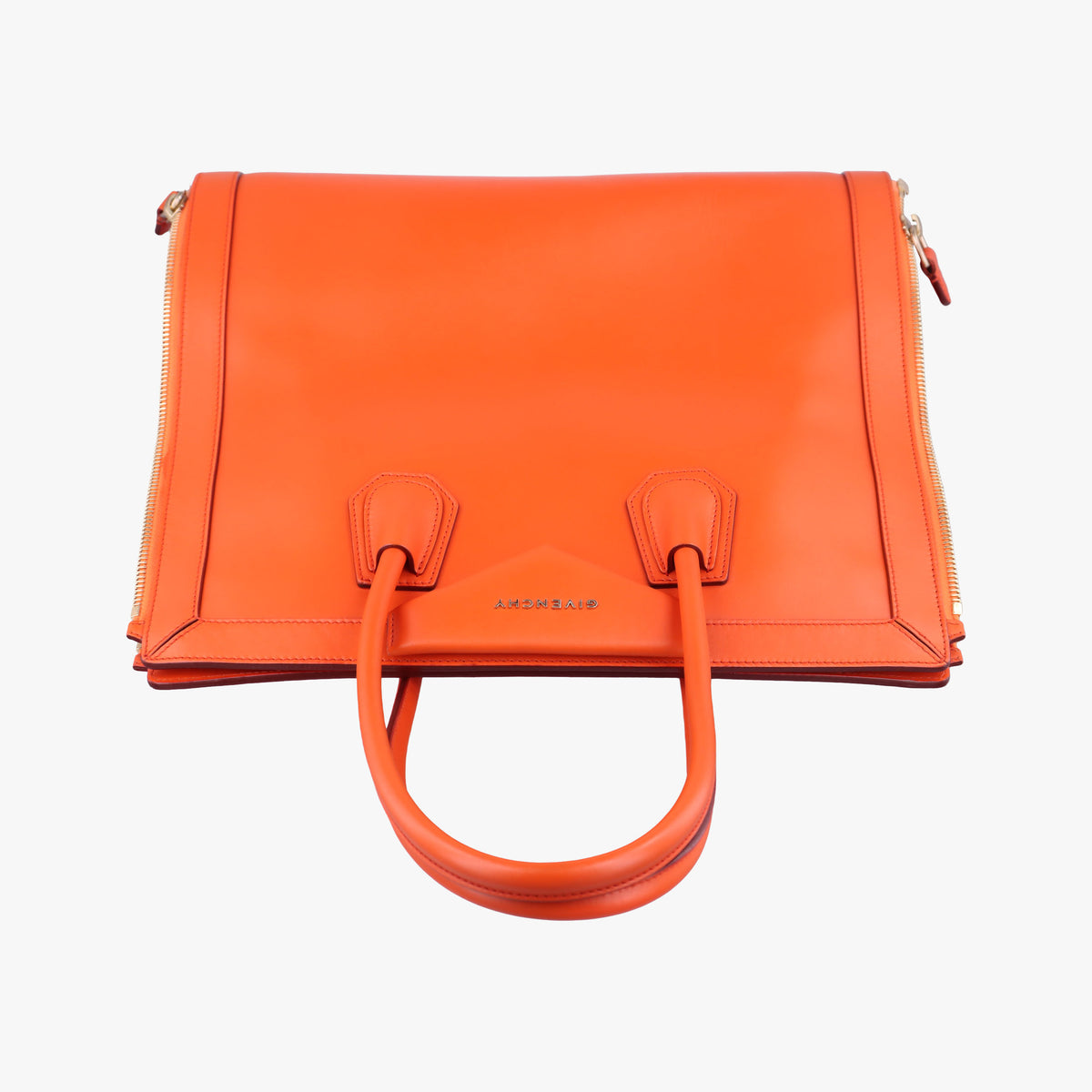 Pre-owned Givenchy Antigona Orange Smooth Calfskin Leather  handbag | stylenewstar