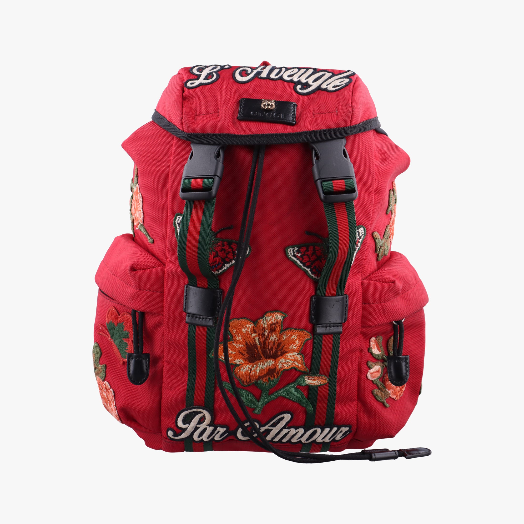 Techno Vintage Web L'Aveugle Par Amour Embroidered Red canvas 478327 E022661748テクノ ヴィンテージ ウェブ ラヴーグル パル アムール 刺繍 レッド キャンバス 478327 E022661748