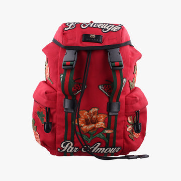 Techno Vintage Web L'Aveugle Par Amour Embroidered Red canvas 478327 E022661748テクノ ヴィンテージ ウェブ ラヴーグル パル アムール 刺繍 レッド キャンバス 478327 E022661748