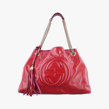 Pre-owned Gucci Soho Red Patent Leather 308982 shoulderbag | stylenewstar