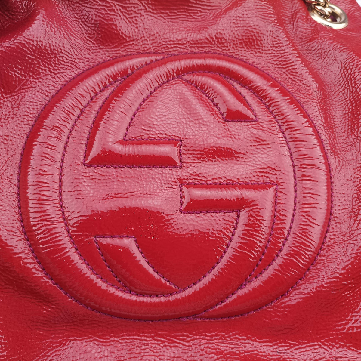 Pre-owned Gucci Soho Red Patent Leather 308982 shoulderbag | stylenewstar