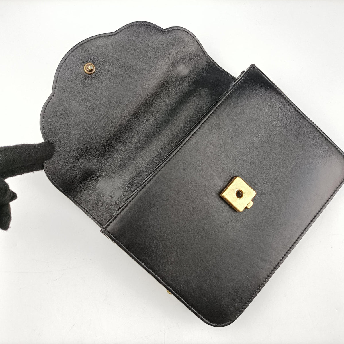 Pearly Peony Black×White×Gold Leather 432282 H020441213ピオニー ブラック×ホワイト×ゴールド レザー 432282 H020441213