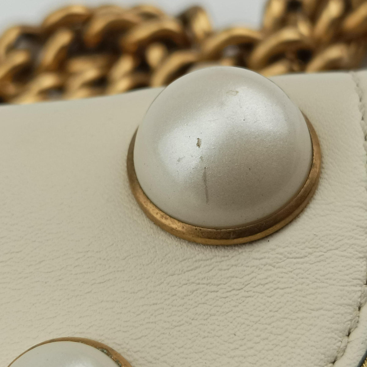 Pearly Peony Black×White×Gold Leather 432282 H020441213ピオニー ブラック×ホワイト×ゴールド レザー 432282 H020441213