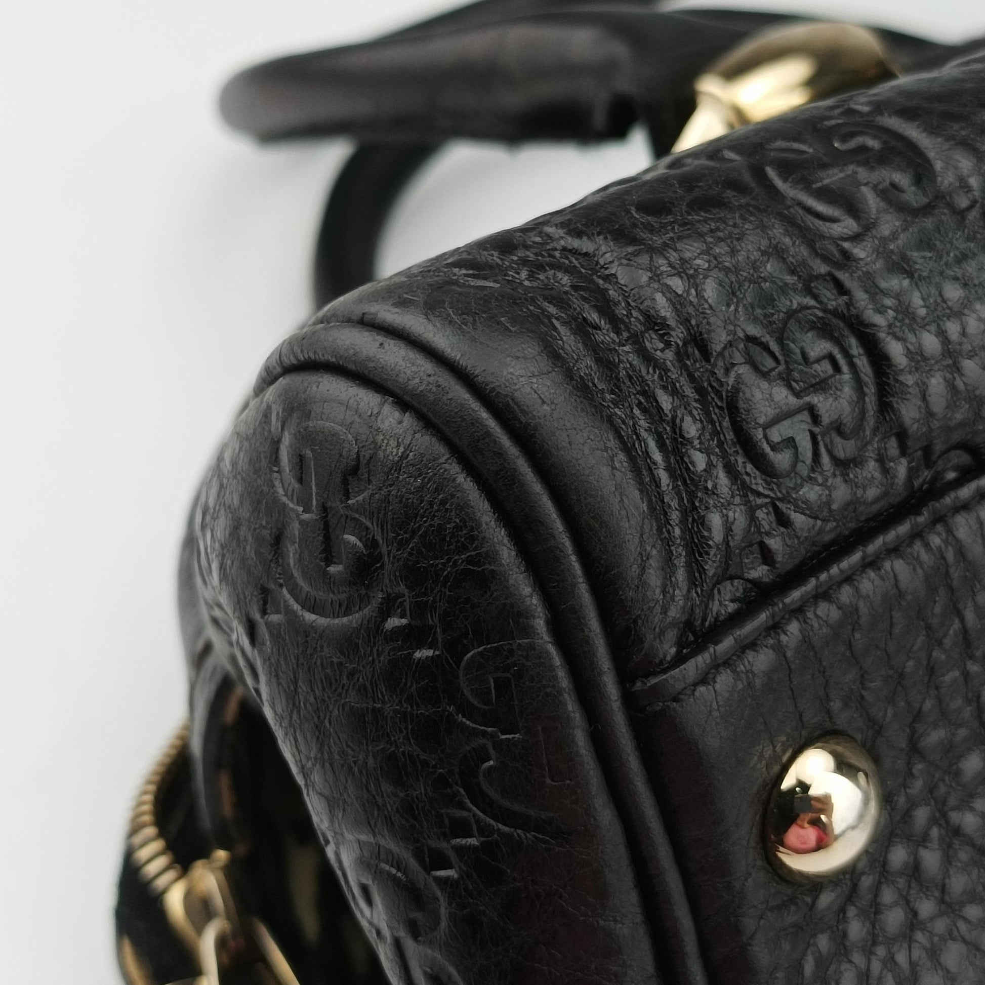 Guccissima Mini Boston Bag Black Leather 181508 E1481457グッチシマ ミニボストン ブラック レザー 181508 E1481457