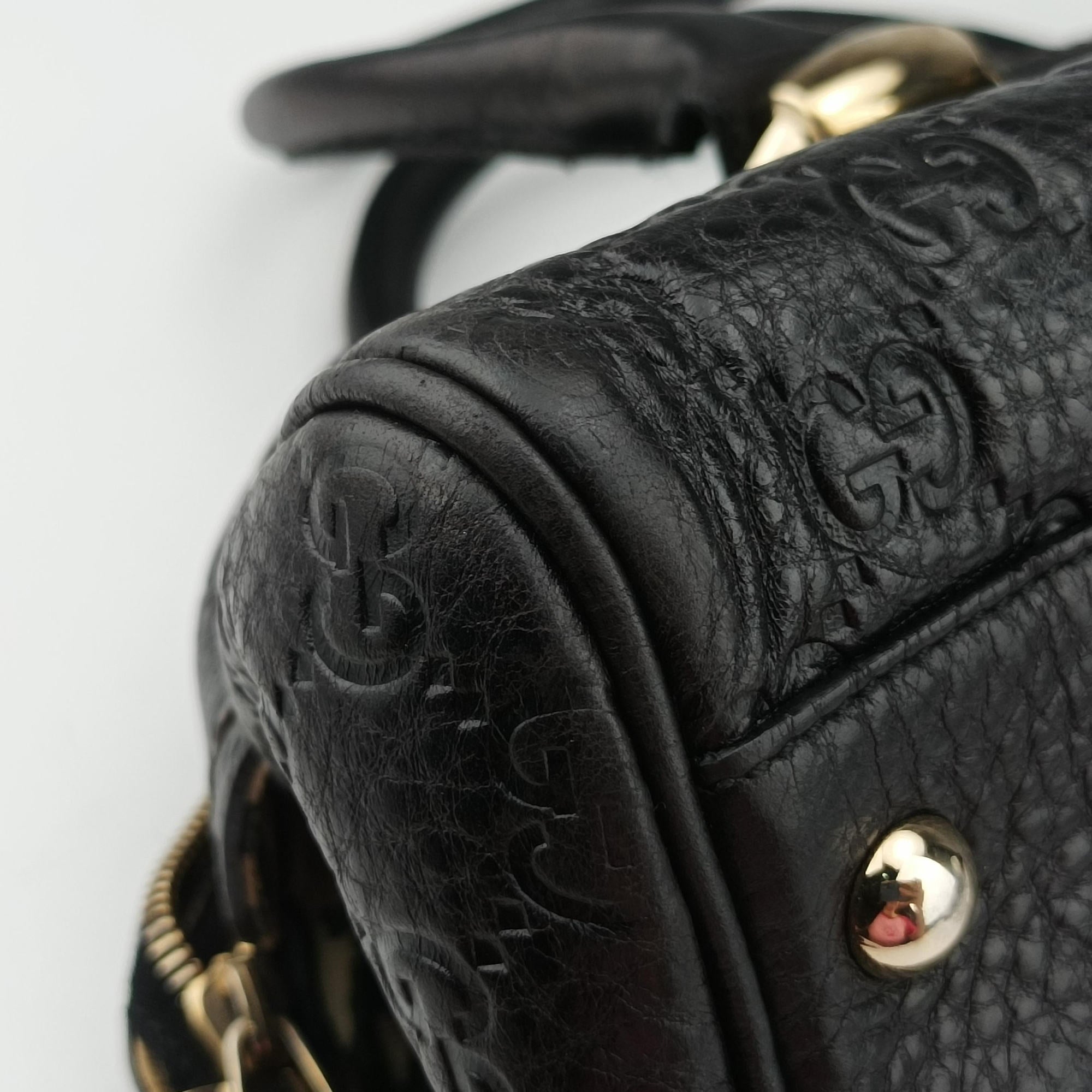 Guccissima Mini Boston Bag Black Leather 181508 E1481457グッチシマ ミニボストン ブラック レザー 181508 E1481457