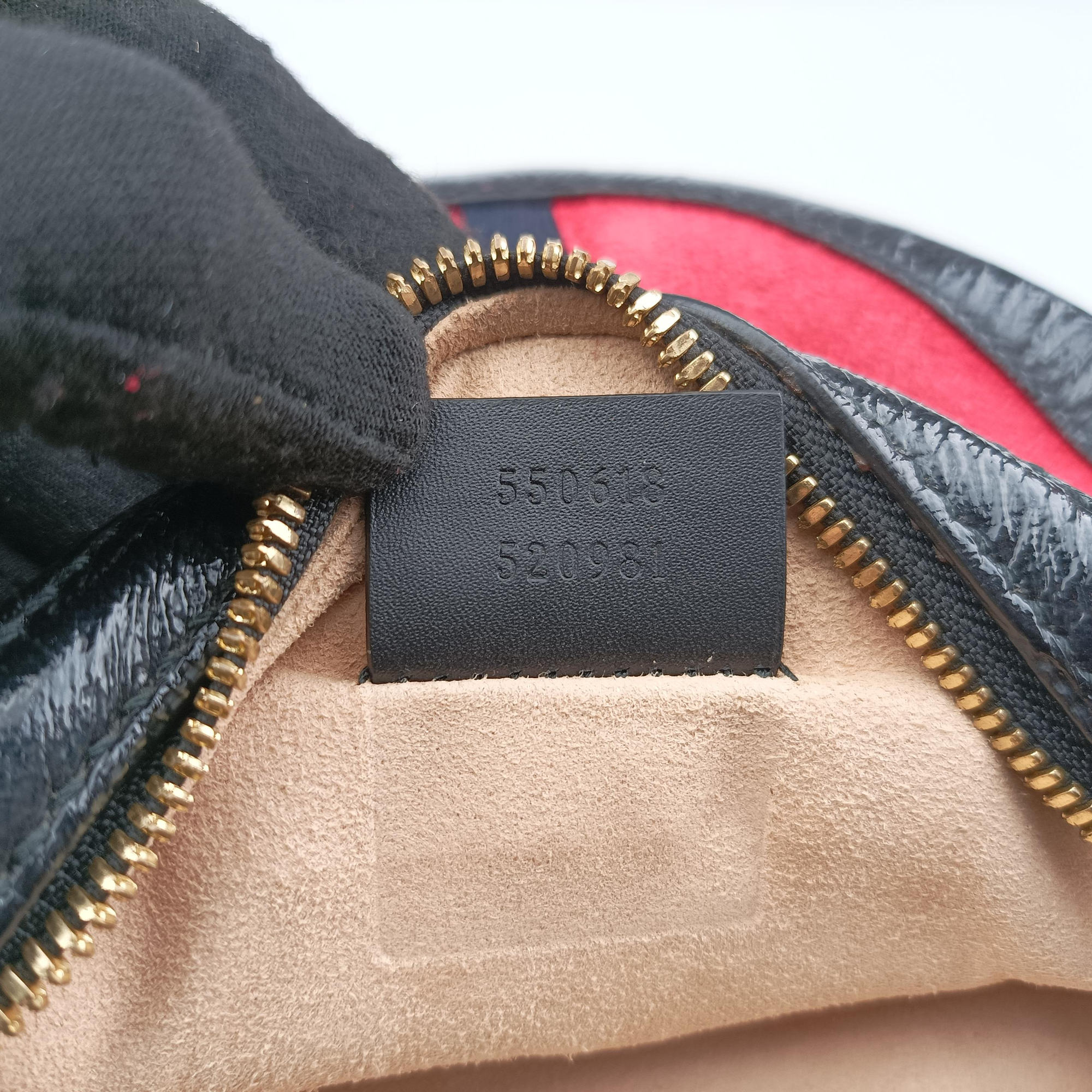 Pre-owned Gucci Ophidia Red×black Suede×Patent 550618 shoulderbag | stylenewstar