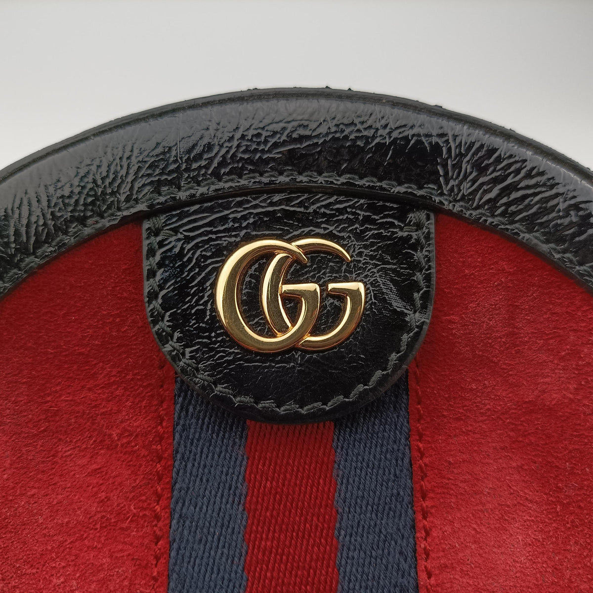 Pre-owned Gucci Ophidia Red×black Suede×Patent 550618 shoulderbag | stylenewstar