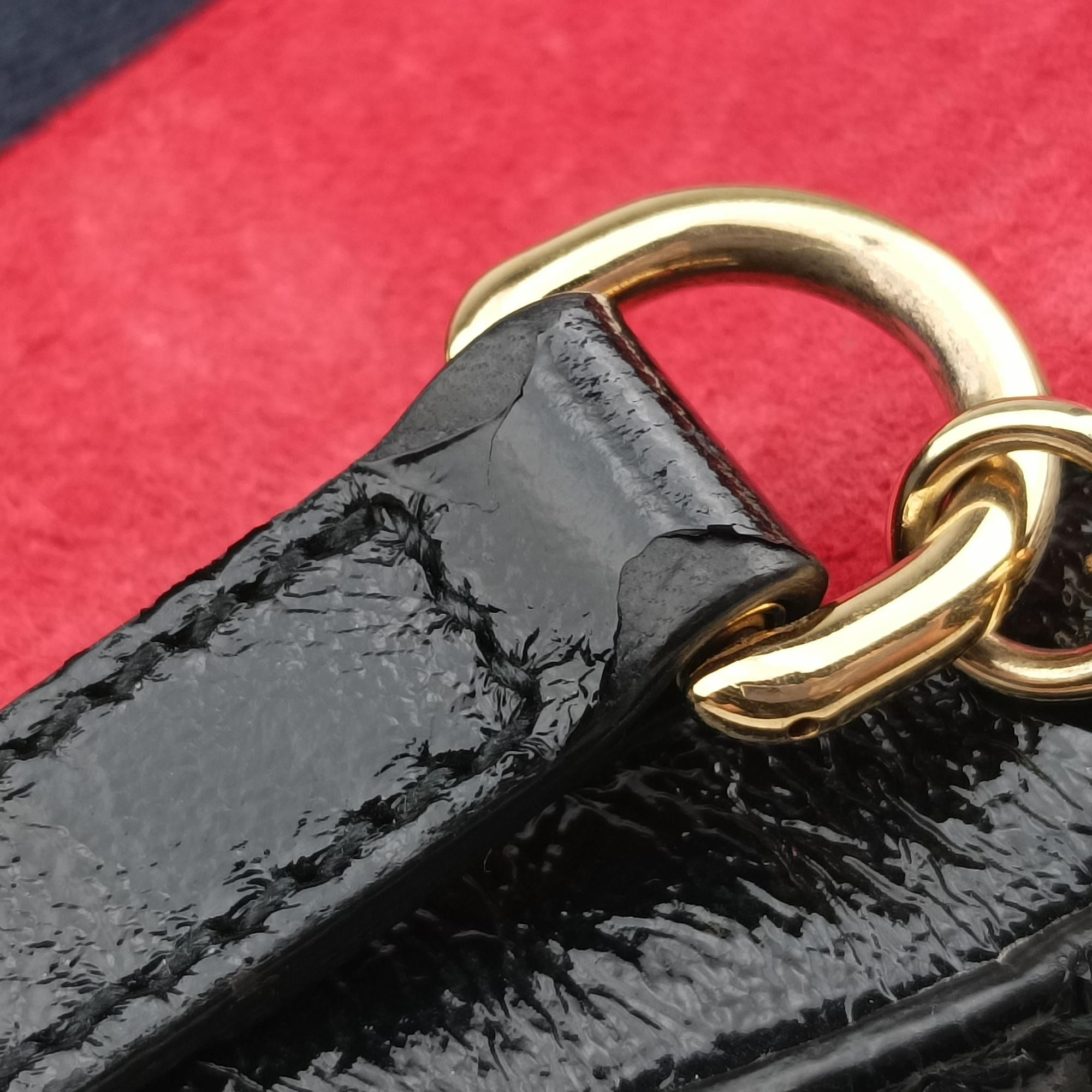 Pre-owned Gucci Ophidia Red×black Suede×Patent 550618 shoulderbag | stylenewstar