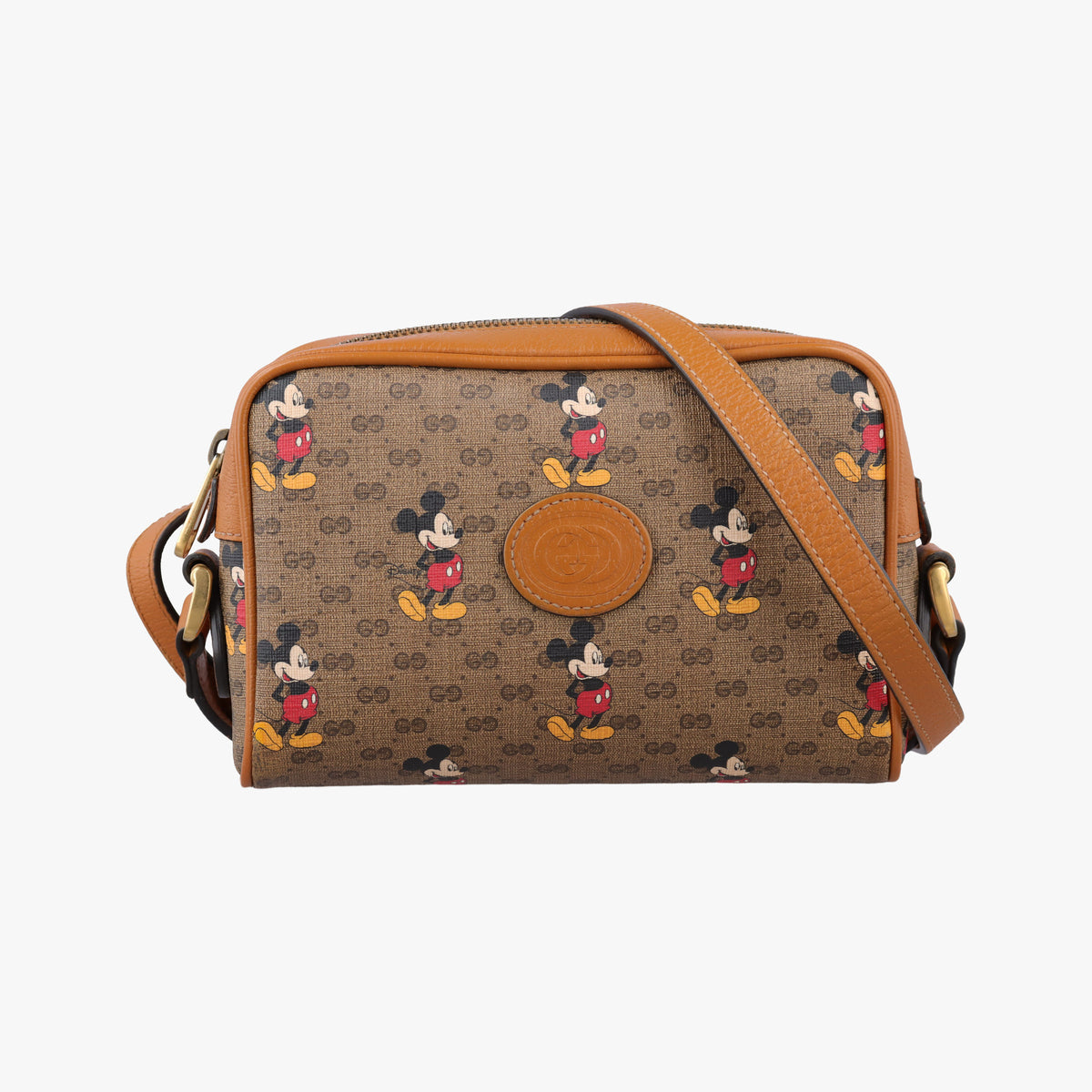 Mickey Mouse Disney collaboration Brown PVC coated canvas×Leather 602536 ミッキーマウス ディズニーコラボ ブラウン PVCコーティングキャンバス×レザー 602536 