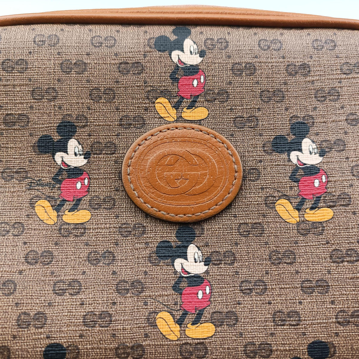 Mickey Mouse Disney collaboration Brown PVC coated canvas×Leather 602536 ミッキーマウス ディズニーコラボ ブラウン PVCコーティングキャンバス×レザー 602536 