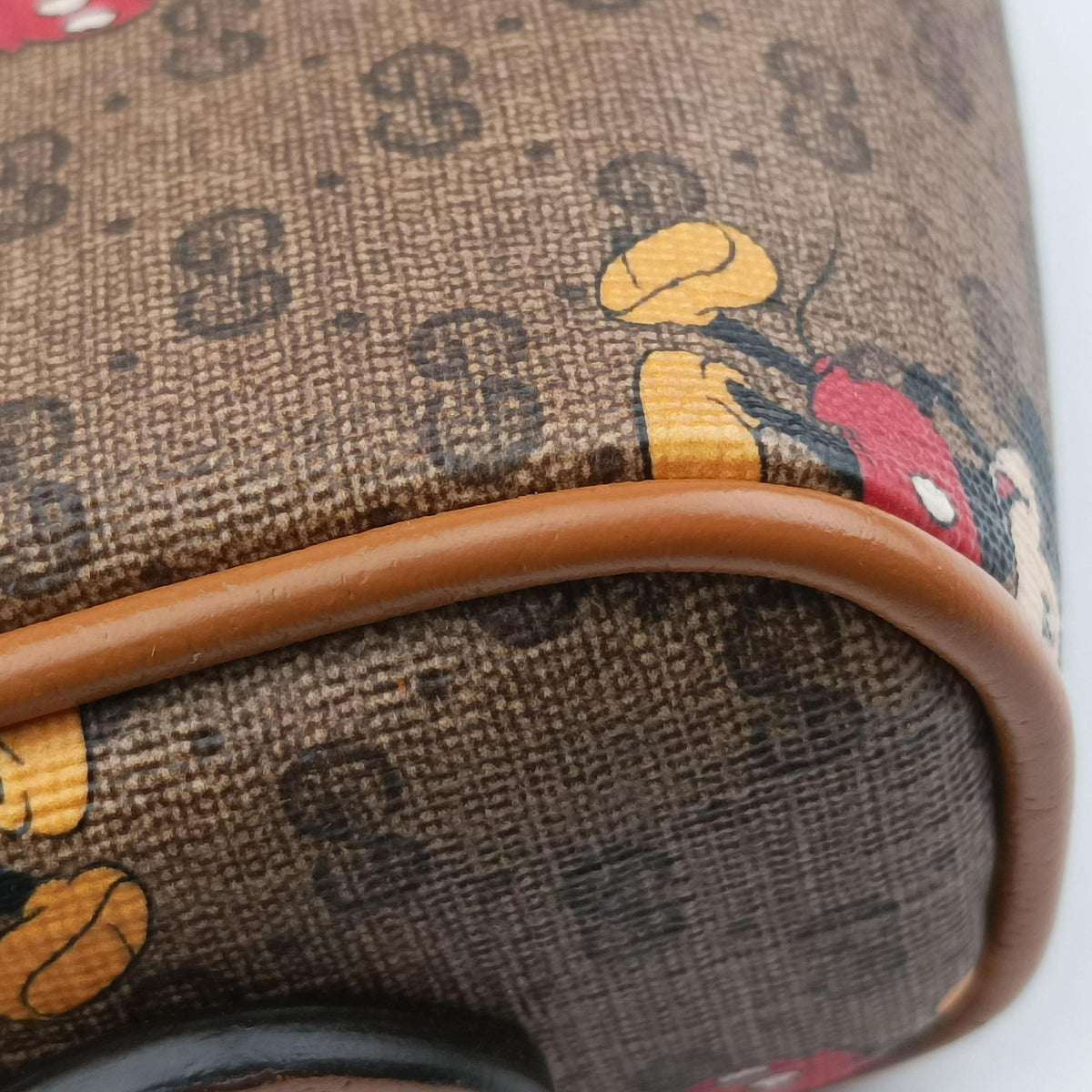 Mickey Mouse Disney collaboration Brown PVC coated canvas×Leather 602536 ミッキーマウス ディズニーコラボ ブラウン PVCコーティングキャンバス×レザー 602536 