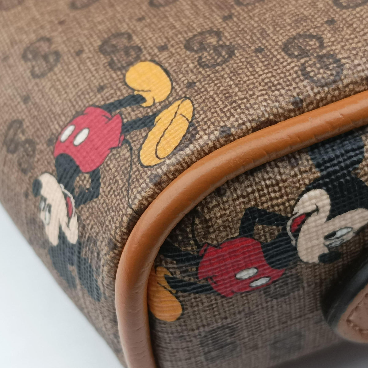 Mickey Mouse Disney collaboration Brown PVC coated canvas×Leather 602536 ミッキーマウス ディズニーコラボ ブラウン PVCコーティングキャンバス×レザー 602536 