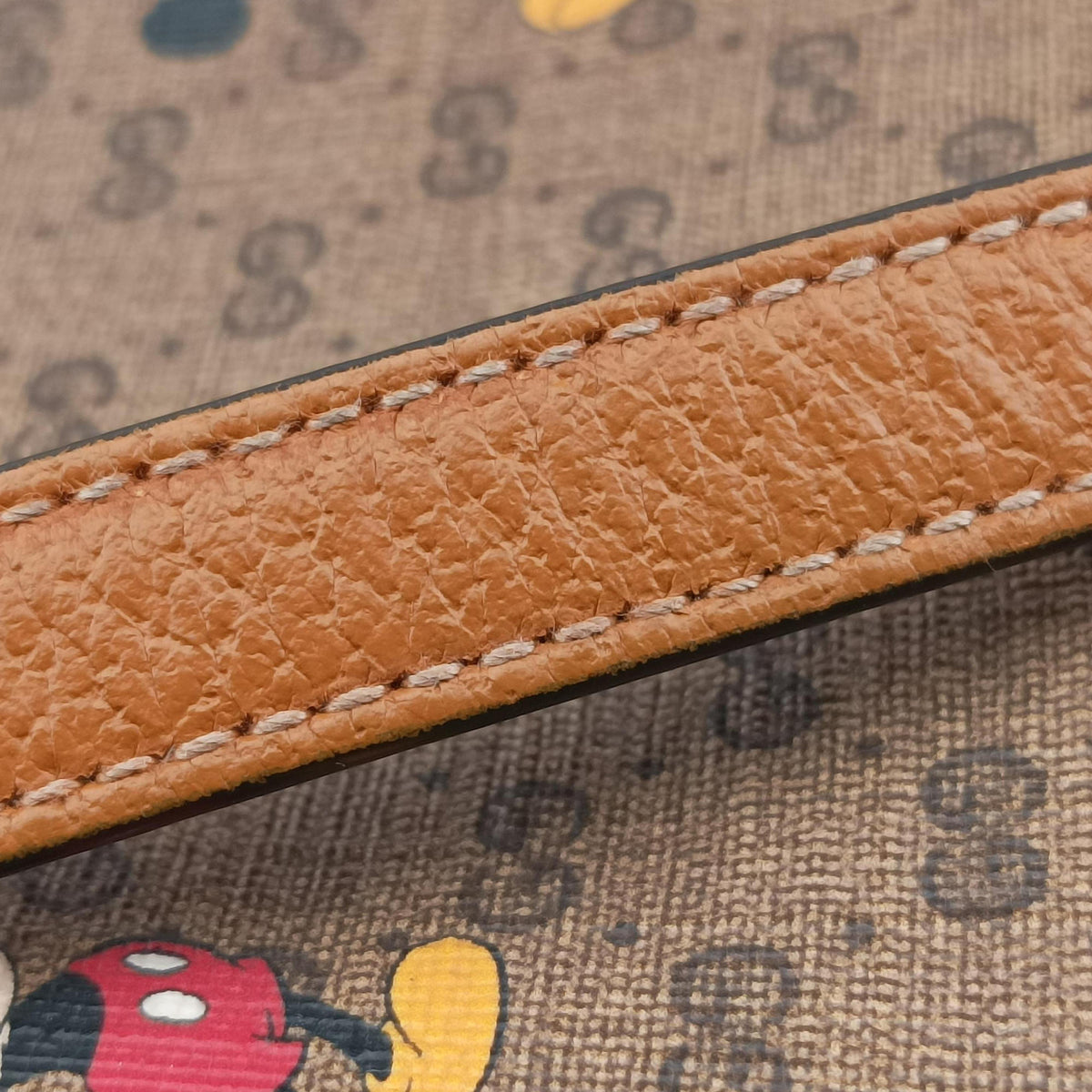Mickey Mouse Disney collaboration Brown PVC coated canvas×Leather 602536 ミッキーマウス ディズニーコラボ ブラウン PVCコーティングキャンバス×レザー 602536 