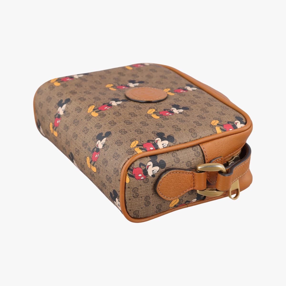 Mickey Mouse Disney collaboration Brown PVC coated canvas×Leather 602536 ミッキーマウス ディズニーコラボ ブラウン PVCコーティングキャンバス×レザー 602536 