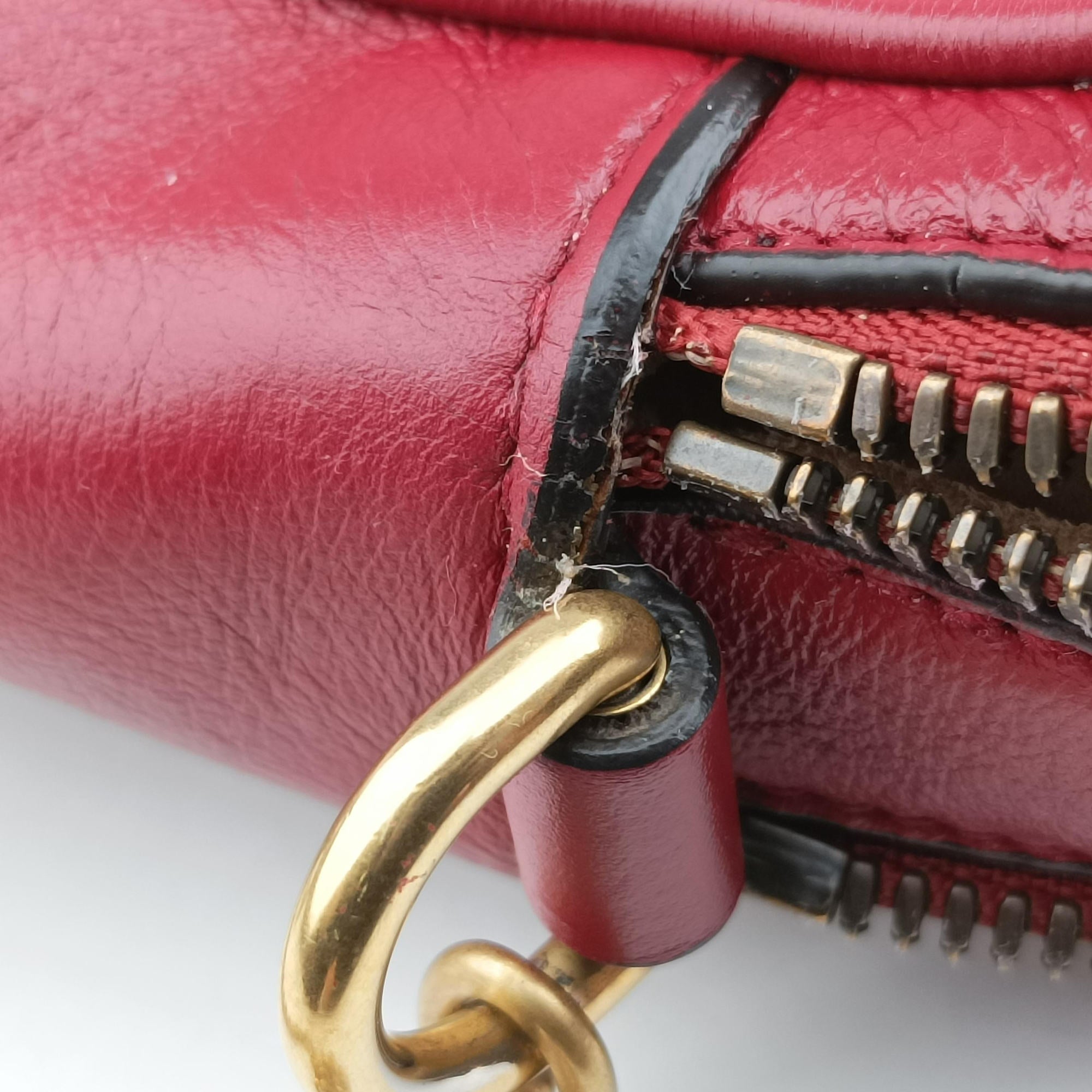 Pre-owned Gucci GG Marmont Red Leather 550155 shoulderbag | stylenewstar