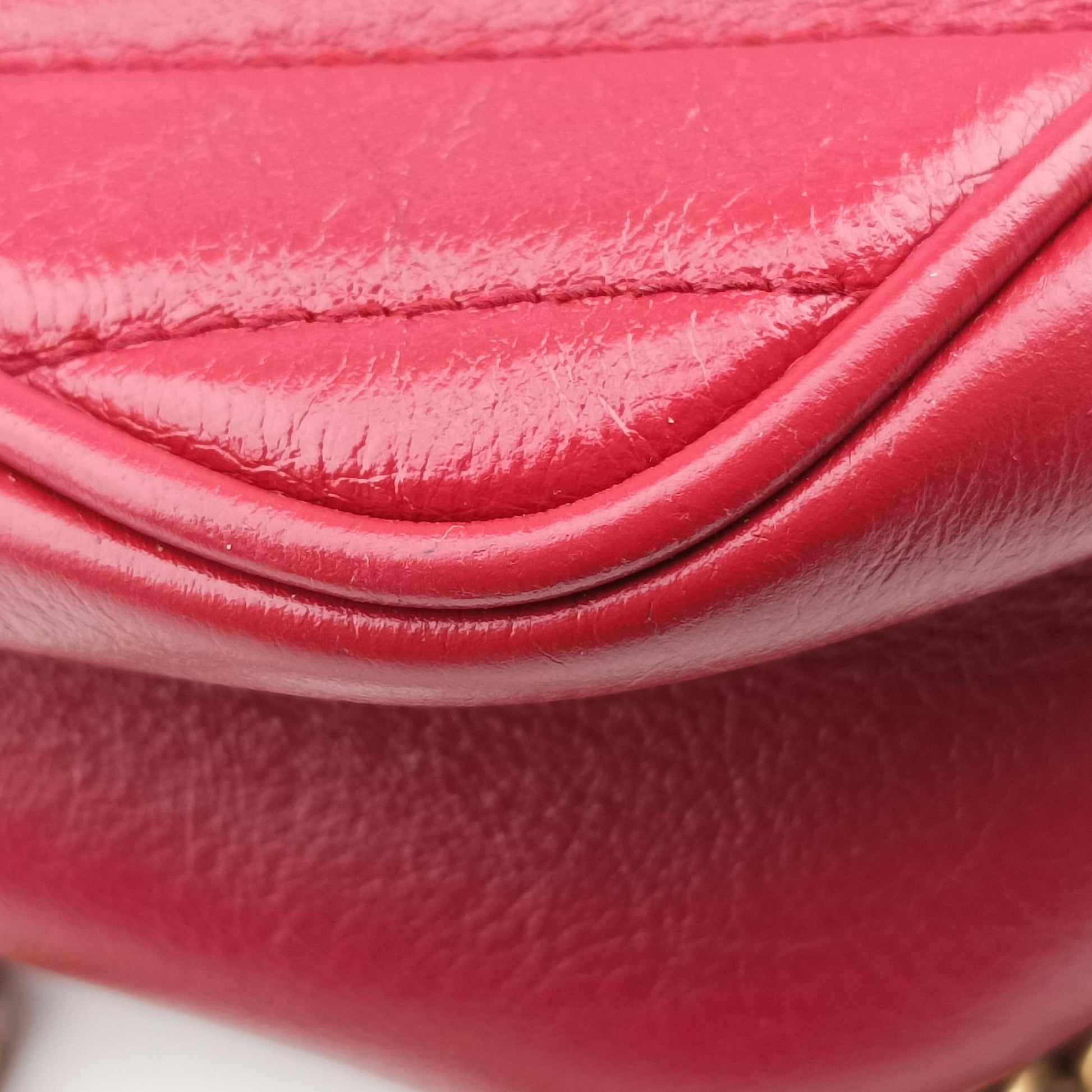 Pre-owned Gucci GG Marmont Red Leather 550155 shoulderbag | stylenewstar