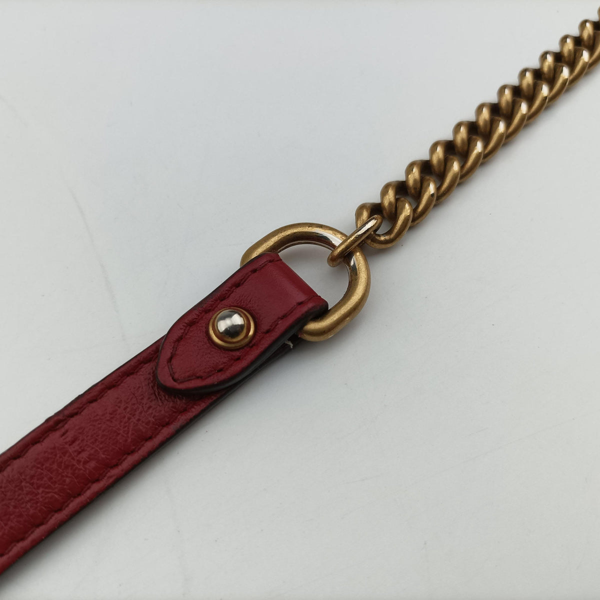 Pre-owned Gucci GG Marmont Red Leather 550155 shoulderbag | stylenewstar
