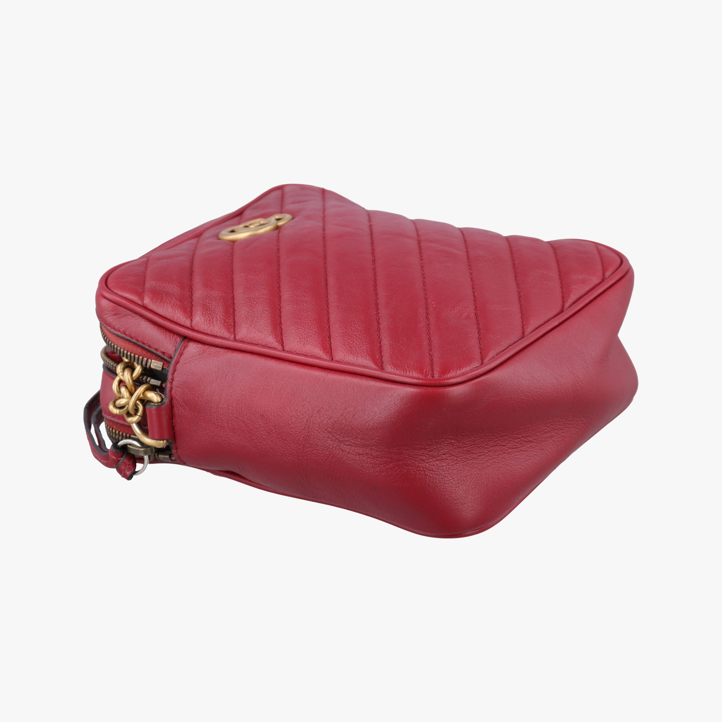 Pre-owned Gucci GG Marmont Red Leather 550155 shoulderbag | stylenewstar
