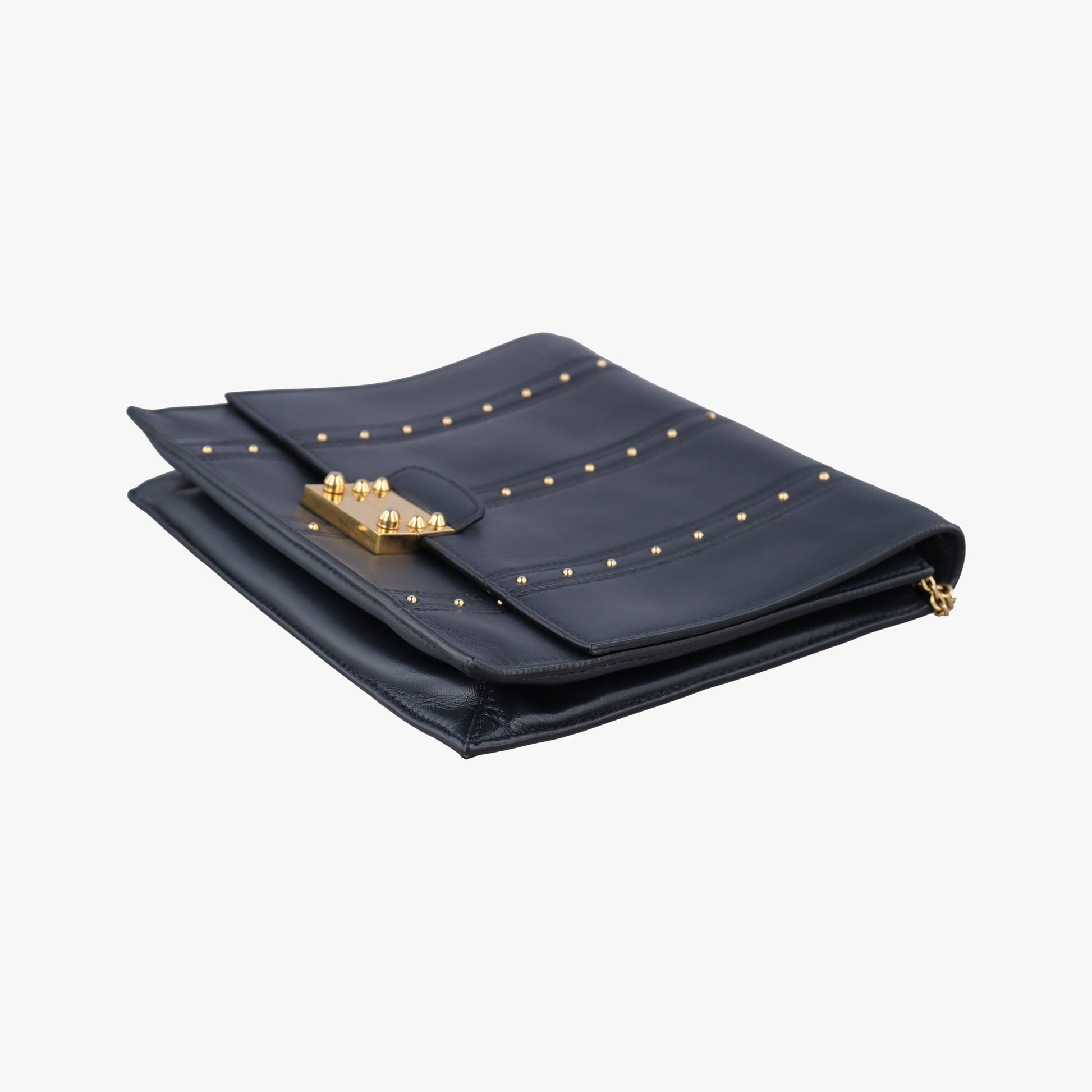 Studded Chain Flap Black Leather BL-H831NAP3スタッズ チェーン フラップ ブラック レザー BL-H831NAP3