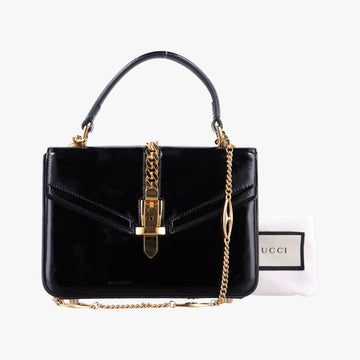 Pre-owned Gucci Sylvie Black Patent 589479 shoulderbag | stylenewstar