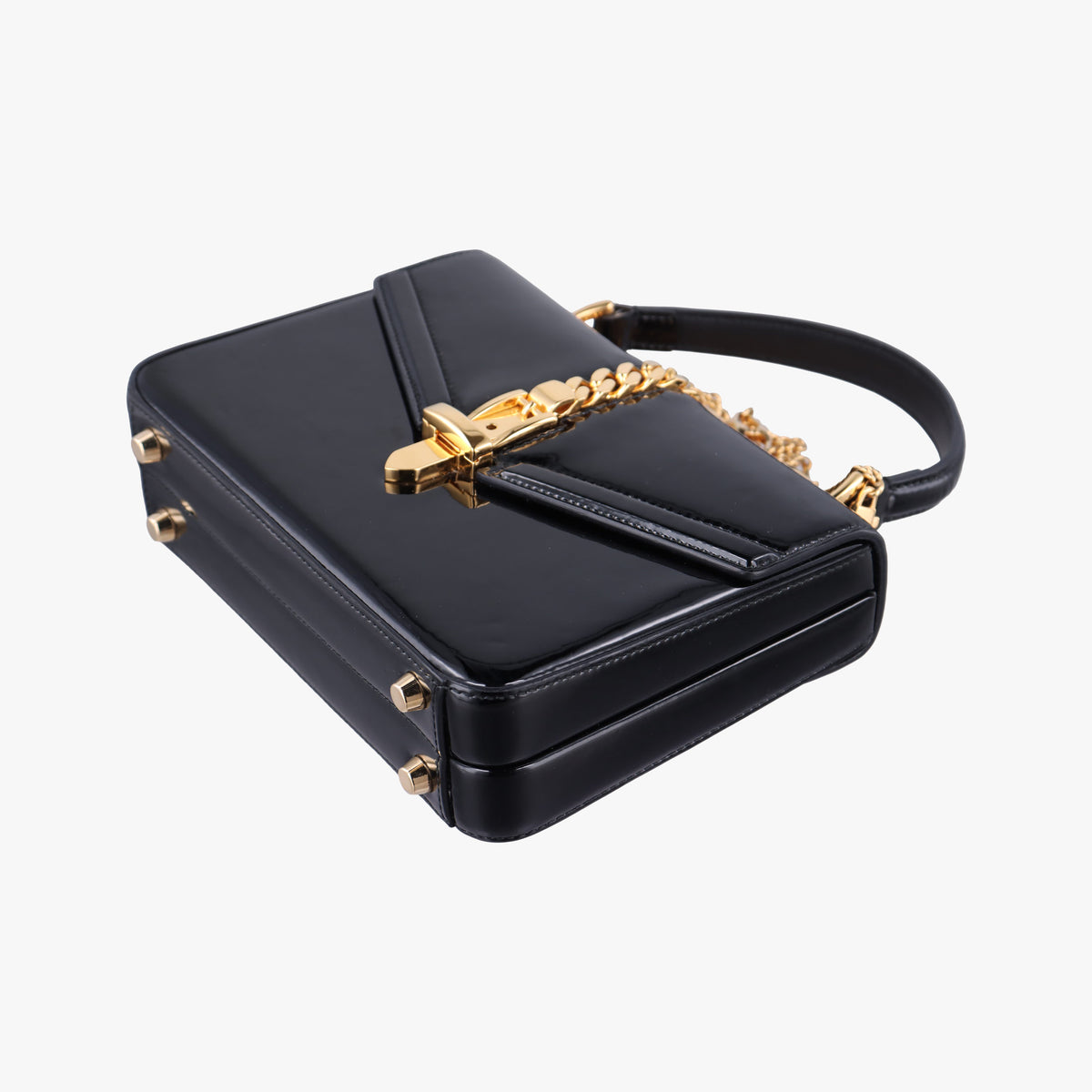 Pre-owned Gucci Sylvie Black Patent 589479 shoulderbag | stylenewstar