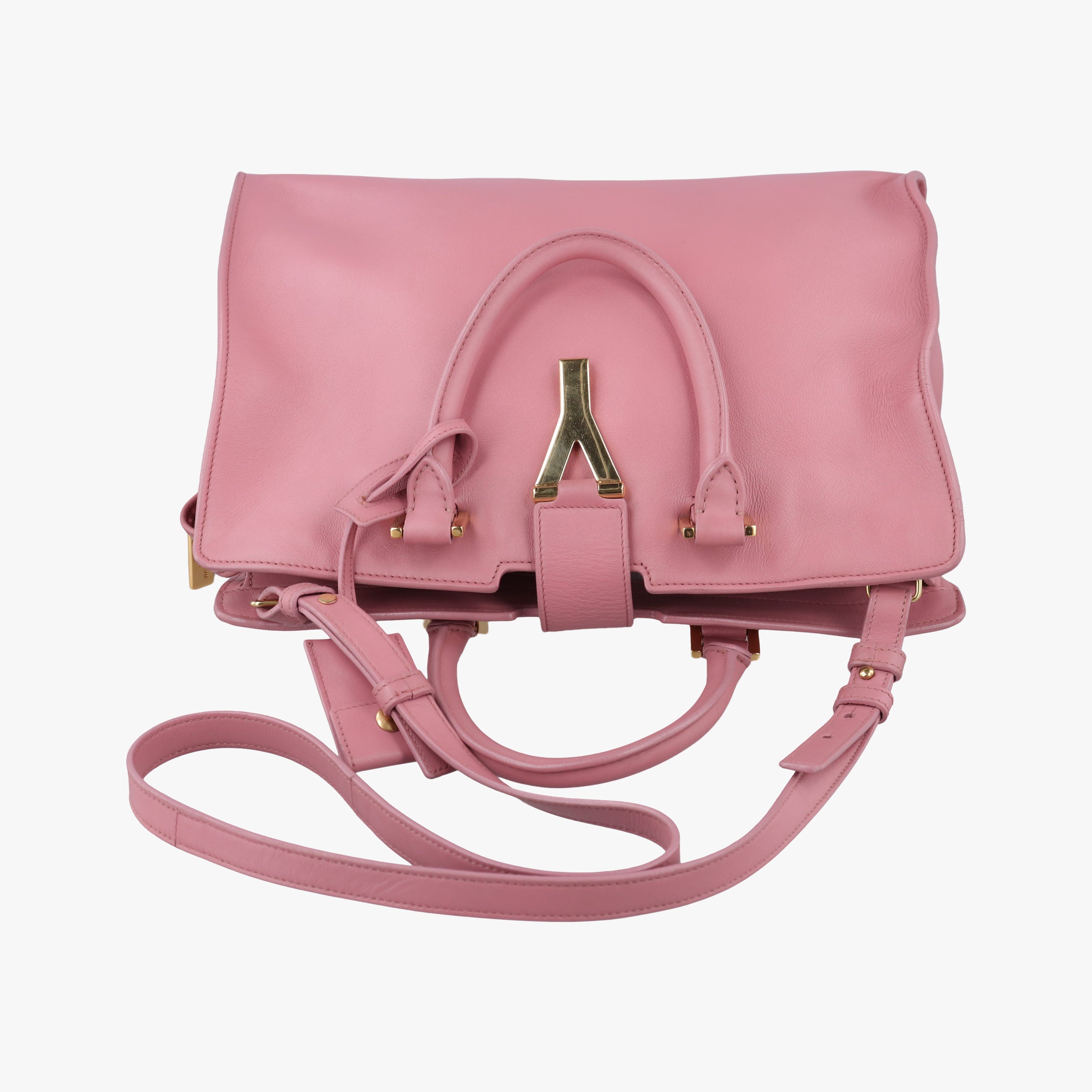 Pre-owned Yves Saint Laurent Y Ligne Petit Cabas Pink Leather 311210 shoulderbag | stylenewstar