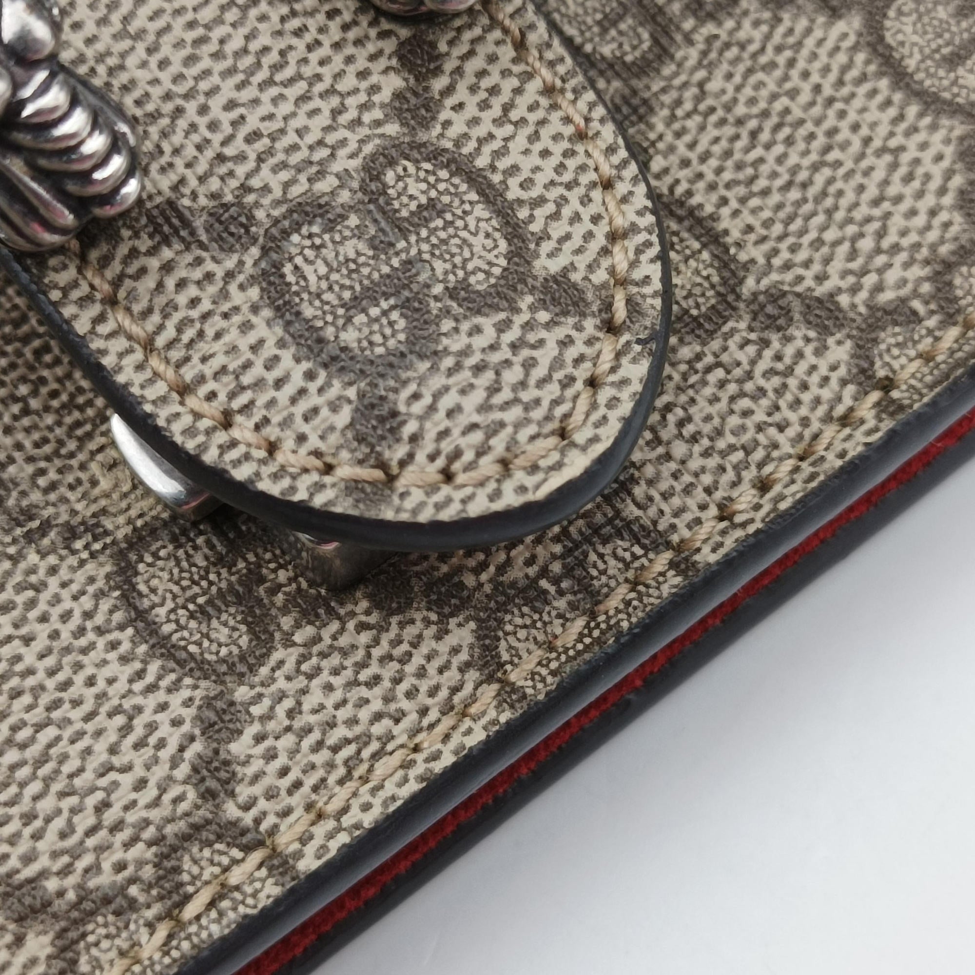 Dionysus beige×red PVC coated canvas × suede 421970 I024546767ディオニュソス ベージュ×レッド PVCコーティングキャンバス × スエード 421970 I024546767