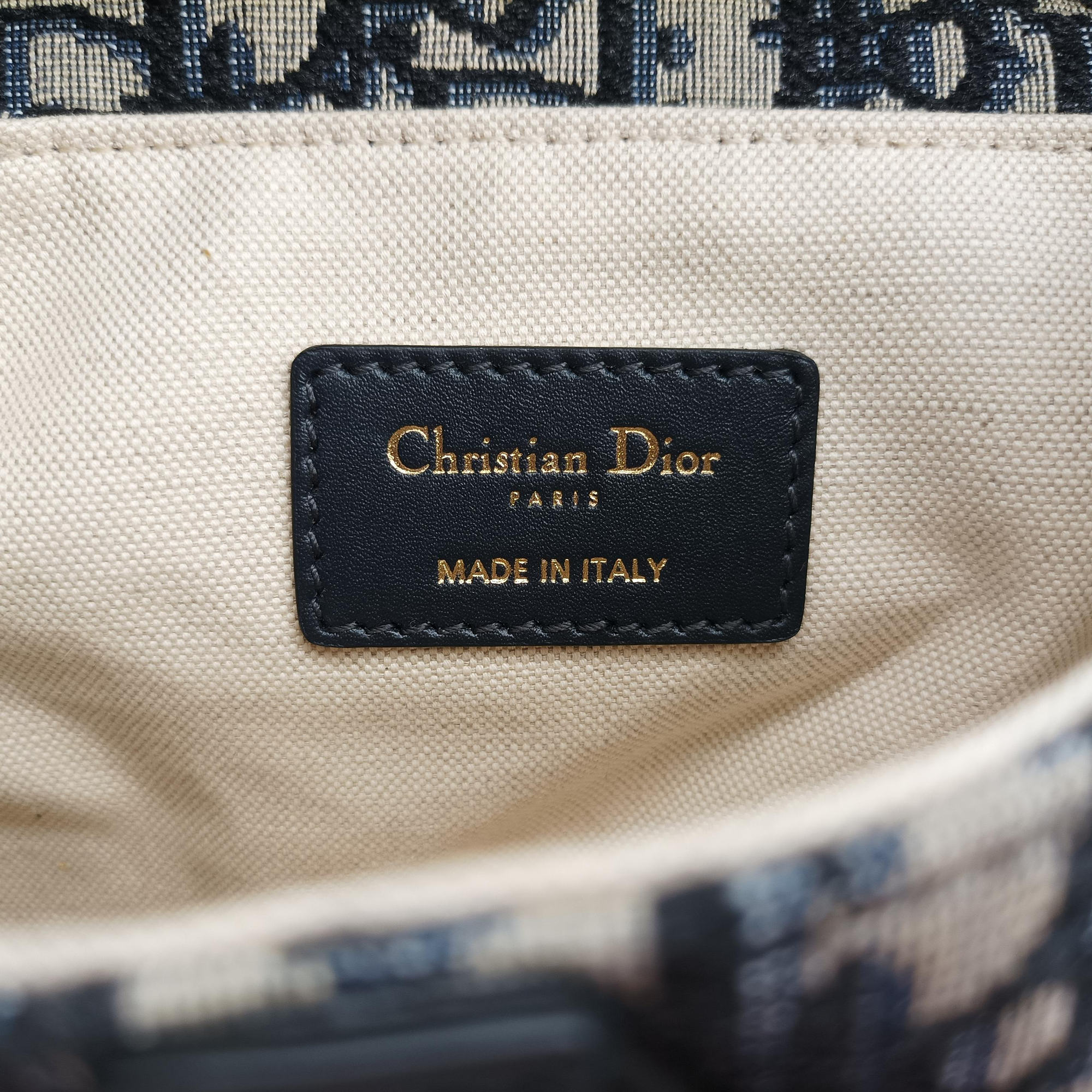 Pre-owned Christian Dior Saddle Navy Jacquard × Leather  shoulderbag | stylenewstar