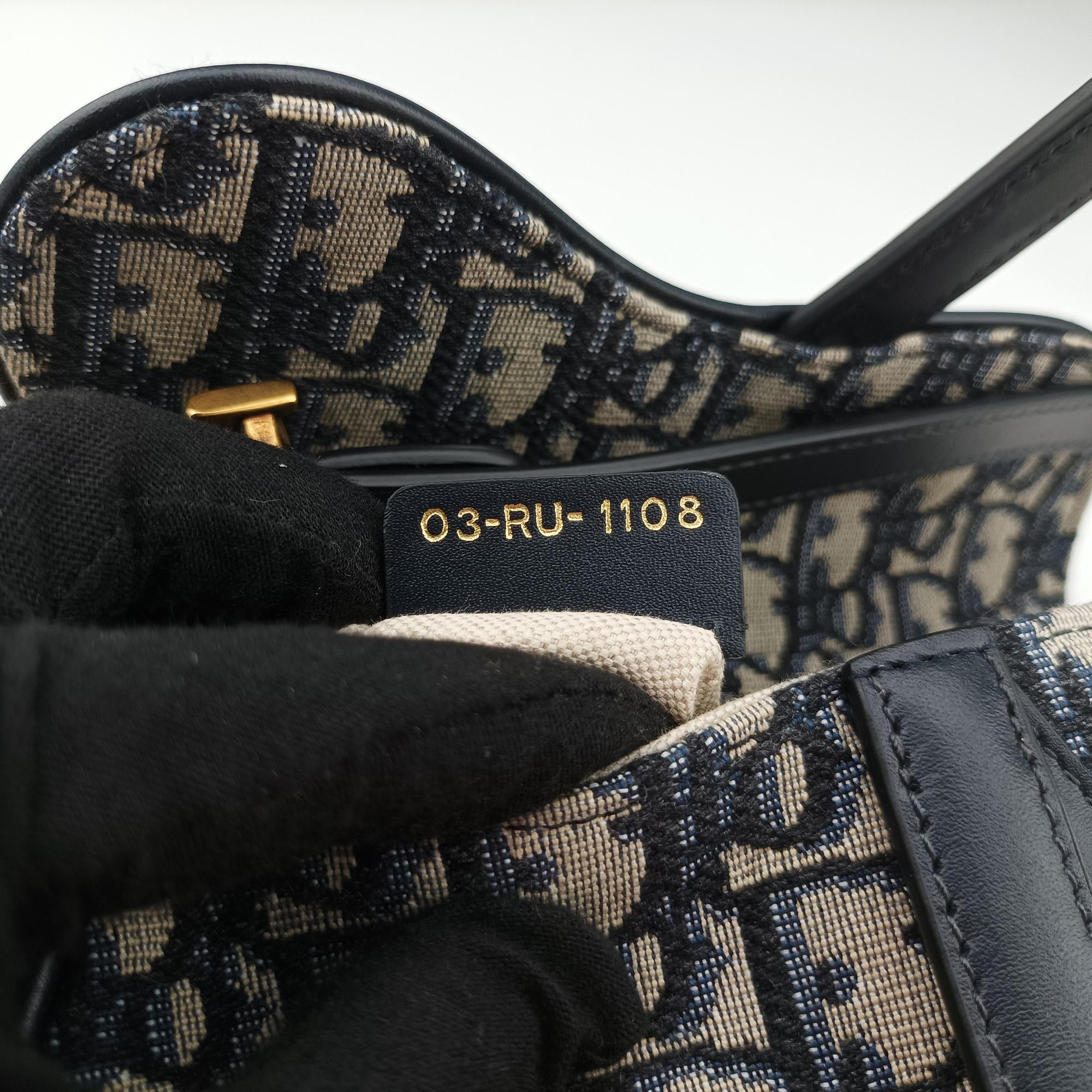 Pre-owned Christian Dior Saddle Navy Jacquard × Leather  shoulderbag | stylenewstar