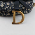 Pre-owned Christian Dior Saddle Navy Jacquard × Leather  shoulderbag | stylenewstar