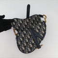 Pre-owned Christian Dior Saddle Navy Jacquard × Leather  shoulderbag | stylenewstar
